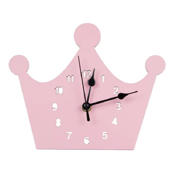 Horloges fille rose princesse couronne de couronne pour enfants décor de chambre d'enfants