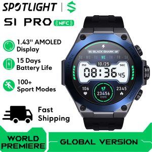 Clocks Global Version Black Shark S1 Pro Smartwatch 1.43 '' Affichage AMOLED IP68 MODES SPORTS 100+ Sport 15 jours
