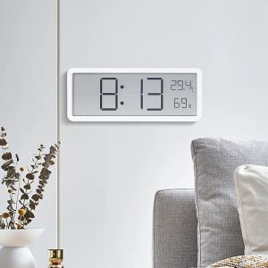 Horloges LCD Écran d'horloge murale LED numérique batterie de temps alimentée à la température Humidité Affichage Hangage Horloge électronique ultra mince