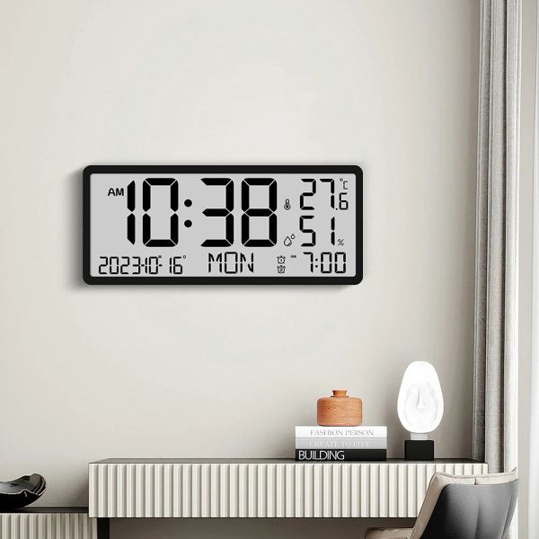 Horloges LED Réalisateurs d'alarme Grands horloges d'humidité de température en temps réel numérique Assis et suspension à double usage