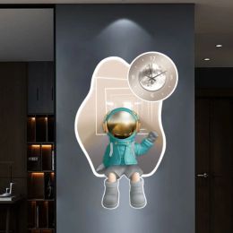 Klokken woonkamer hangende klok eetkamer slaapkamer huis huis creatieve astronauten kamer decoratie muur hangende stille klok