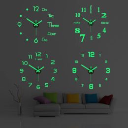 Klokken Lumineuze 3D Wall Clock Wall Stickers Creative Diy Art Decal Sticker Home Decor Living Room Quartz Naald verwijderbaar digitaal
