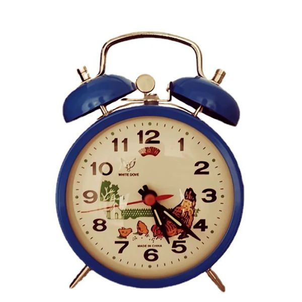 Horloges mécaniques réveil vintage poulet picage riz riz fort chronomètre horloge horloge en métal lumineux table décoration cadeau