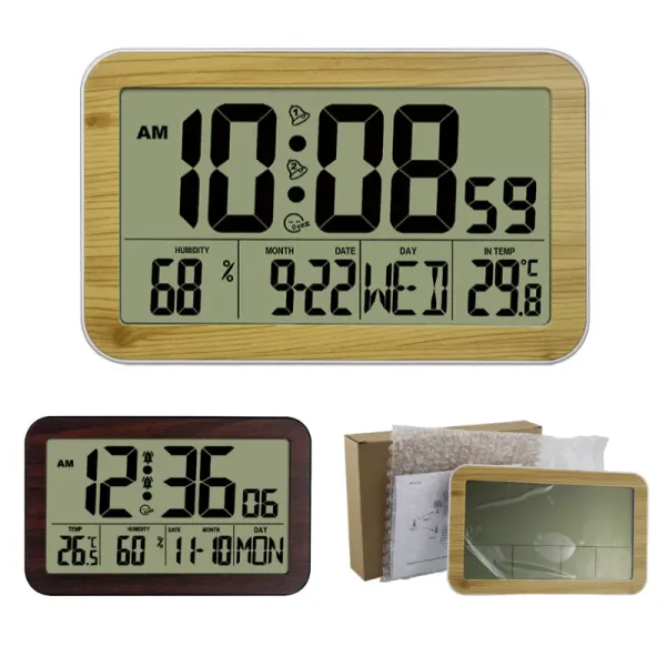 Horloges grandes écarts LCD multifonctionnels Affichage d'alarme numérique avec thermomètre hygromètre mural décoration de maison reloj de paed