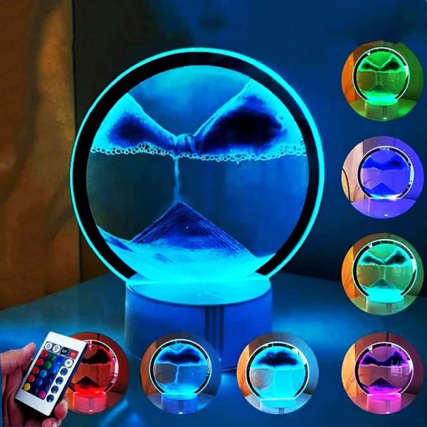 Relojes más recientes de pintura de arena 3d lámpara de reloj de arena USB 16 colores RGB Avanzada y LED Night Light Bedside Decorations Gifts 2024