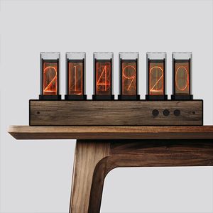 Horloges Nixie Glow Tube horloge LED Table en bois Corloges de montre numérique Vintage Luxury RVB RVB Créatif Electronic Desktop Clock Ideas Gift