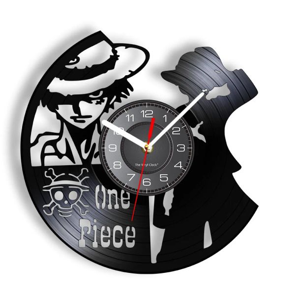 Horloges One Piece Vinyl Record Wall Clock pour le manga Mystery Luffy personnage découpé Album de musique longplay Clock Wall Room Home Decor