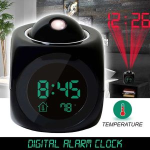 Clocks Projection Digital Weather LCD Snooze Horloge Bell Affichage Affichage d'alarme Backlight LED Projecteur Horloge Horloge Table Clock