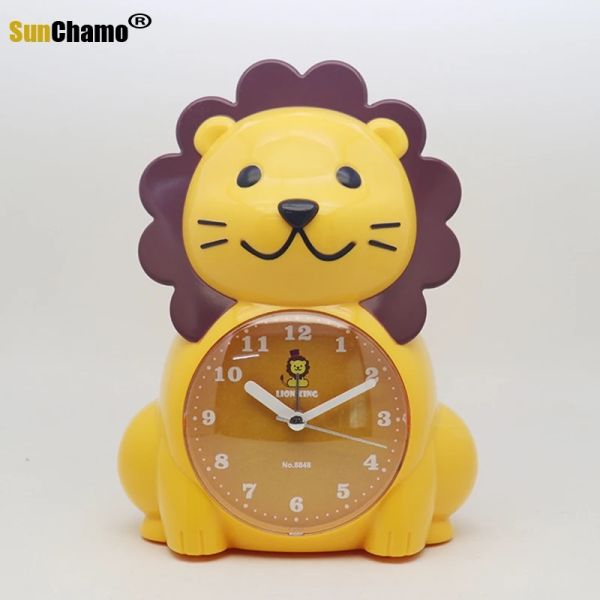 Clocks Sunchamo Children's mignon Little Lion Alarm Télénière Cartoon peut parler le chevet lumineux muet pour le chronomètre en métal étudiant Deccore