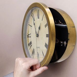 Clocks Vintage mur horloge sûre box de rangement secrète Boîte murale mural