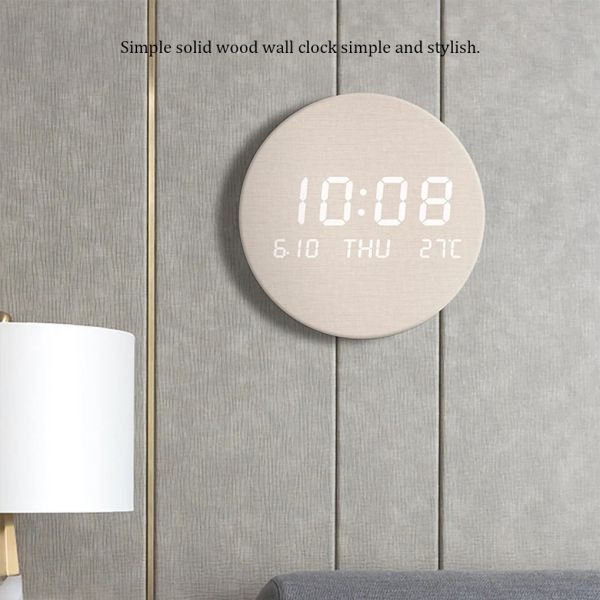 Horloges Horloge murale affichage de la Date de fonctionnement silencieux LED mural alimenté par batterie décoratif horloges de Style Simple alarmes thermomètre