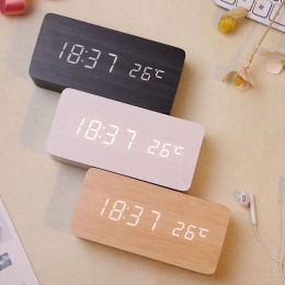 Klokken houten wandklok elektronisch horloge bureau digitaal despertador alarmmoment slaapkamer decoratietafel en accessoire smart hour