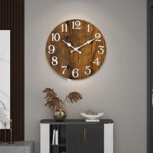 Horloges en bois mur d'horloge Numéro mural Horloge rustique Vintage Wood Clock Mur