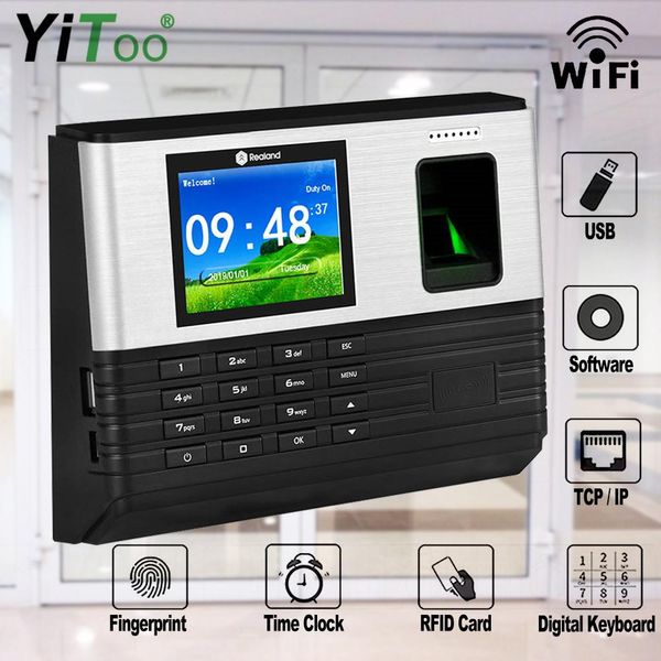 Horloges Yitoo 2,8 pouces WiFi RFI RFID Biométrique Time d'empreintes digitales Présistance TCP / IP USB Office vérifie réel et temps Système Horloge Horloge