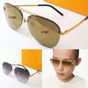 Gafas de sol en el sentido de las agujas del reloj elementos de metal gradiente de color espejo Diseñador glasse Z1020 hombres mujeres Forma sin montura Doble puente adecuado Moda conducir pesca Gafas