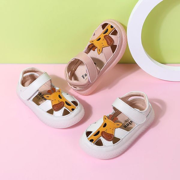 Clogs Chaussures de bébé en cuir authentique mignonnes Girafe Modèle Sandales pour les enfants pour filles Sandales de garçons nourrissants