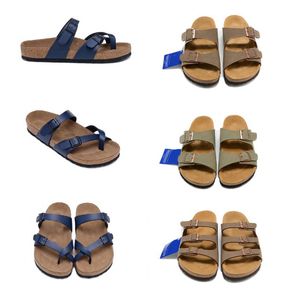 Vrouwen mannen Bostons verstoppen sandalen dubbele gesp plat glijbanen kurk slipper arizonaal zomerleer favoriete strand casual schoenen sandale maat 36-46