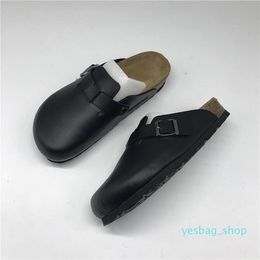 Klompen slippers verstoppen pu lederen zachte voetbed vaste kleur -clogs voor vrouwelijke mannen gemaakt Boston unisex 596