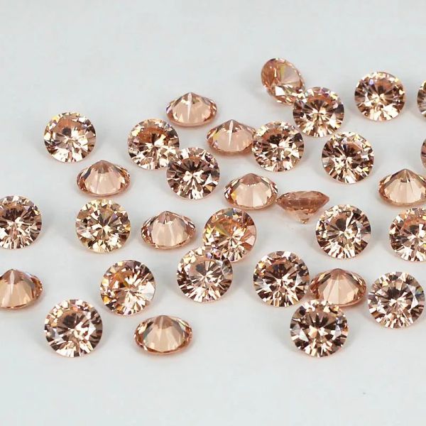 Cloisonne Champagne Color Cumbic Zirconia Stone Supplies pour bijoux Round Point Design Beads Beauty 3D Nails Art Decoration DIY 418 mm