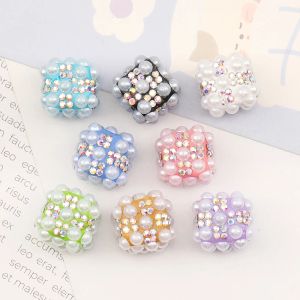Cloisonné Cordial Design 50 pièces 17*17MM perles de bricolage/fait à la main/effet strass/composants de bijoux/forme de Cube/perle d'argile polymère