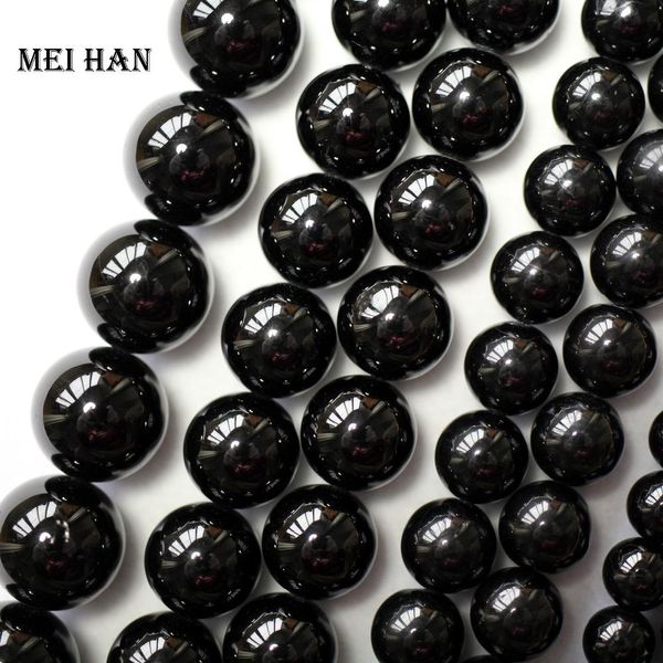 Cloisonne Meihan venta al por mayor (2 hebras/juego) Natural 6mm 8mm turmalina negra cuentas redondas sueltas accesorios de piedras preciosas fabricación de joyería Diy