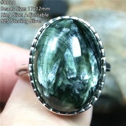 Anillo de serafinita verde natural Cloisonne, joyería para mujer, dama, hombre, regalo de amor curativo, cuentas de piedra de cristal, anillo de nobleza ajustable Aaaaa