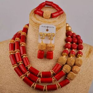 Cloisonne Rode Koraal Ketting Afrikaanse Kralen Sieraden Set Nigeriaanse Bruiloft Bruids Sieraden Sets