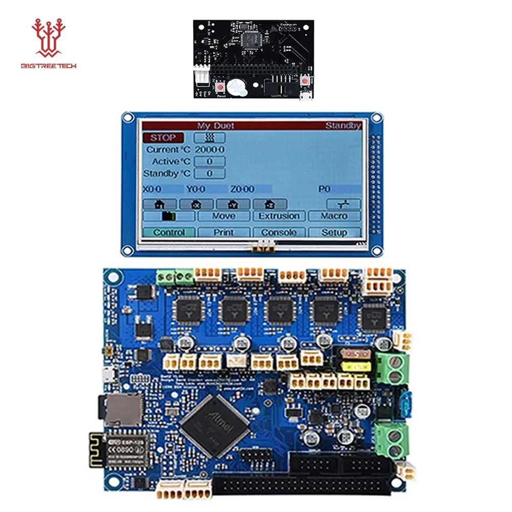 Cloned Duet 2 WIFI V1.04 3D Printer Motherboard 32 Bit Controller Board With 4.3" PanelDue Touch Screen For CNC Machine
