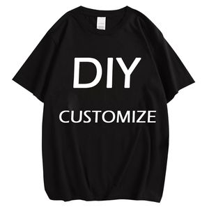 Cloocl 100 katoen t shirts diy 3D print zwarte tops cartoon merk foto ontwerp aangepaste pullovers casual T -stukken xs 7xl 220708