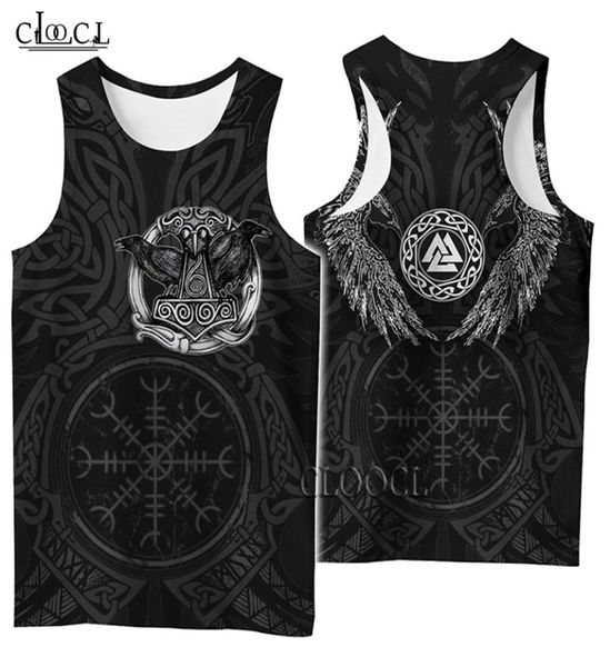 CLOOCL Camiseta sin mangas con estampado 3D símbolo vikingo tatuaje cuervo ropa de calle chaleco sin mangas hombres mujeres Casual Fitness Drop 2204196953237