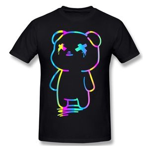 CLOOCL divertida camiseta con estampado de dibujos animados neón Arco Iris oso camiseta Harajuku Streetwear Tee algodón Casual moda manga corta ropa 220608