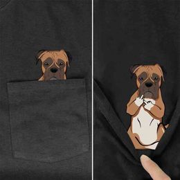 Cloocl Grappige T-shirt Mode Merk Zomer Pocket Boxer Gedrukt T-shirt Hip Hop Tops Katoen Pet Hond Tees G1222