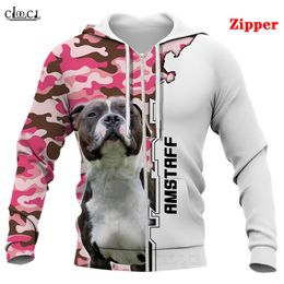 ClooCl Men Hoodie Amstaff Dog 3D Gedrukt Animal Hooded Sweatshirt Women Streetwear Pullover Mens Jacket Teenage Clothing