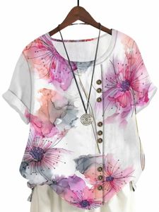 Cloocl bastante floral mujeres camisetas Frs Art dibujar 3D impreso camisas de manga corta más el tamaño de verano casual streetwear s3at #