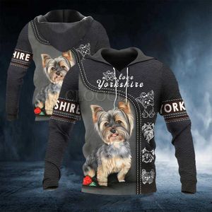 Cloocl Yorkshire Terrier Yorkie Men Hoodies 3d Graphic Love Dogs Animaux Imprimés Sweats Sweet