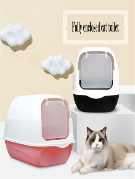 Caja de arena para gatos cerrada, desodorante, inodoro para gatos, resina ecológica, cubierta extraíble, bandeja lavable para gatitos, accesorios para mascotas 2203233845629