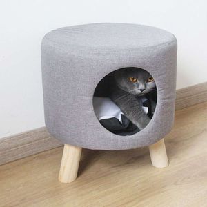 Hiver fermé partagé par les humains et les chats dormant, tabouret en bois nid de chat, universel pour toutes les saisons