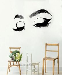 Ferme les yeux décalants muraux des cils autocollants muraux maquilleur les yeux yeux sourcils décor mural décoration salon de beauté new6935694