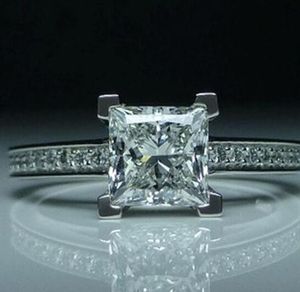 CloseWhole - Maat 4-11 Princess cut 1ct Topaz Luxe sieraden Gesimuleerde diamant Edelstenen Bruiloft verlovingsring Finger263m
