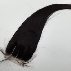 Fermeture Date fermetures de dentelle humaine fermeture de cheveux indiens brésiliens vierges avec noeuds blanchis Grade fermeture de cheveux raides