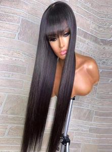 Sluitpruik met knal zijdeachtige rechte 10a graad Braziliaanse maagdelijk Human Hair Glueless volledige kanten pruiken voor zwarte vrouw Fast Express DE2269570