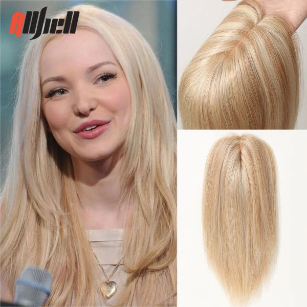 Fermetures 100% remy Human Hair Toppers Blonde Highlight Hair Pieces Clip de base en soie dans les cheveux topper pour femmes avec des cheveux éclaircissants