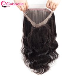 Fermetures Body Wave 360 Lace Frontal Human Hair Human Préparette de la dentelle transparente Fermetures Seule Couleur naturelle Remy Hair Gabrielle