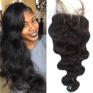 Sluitingen Peruaanse vetersluiting Gebleekte knopen Maagd haar Braziliaanse Body Wave sluiting, sluiting van echt haar, vetersluiting aan de voorkant