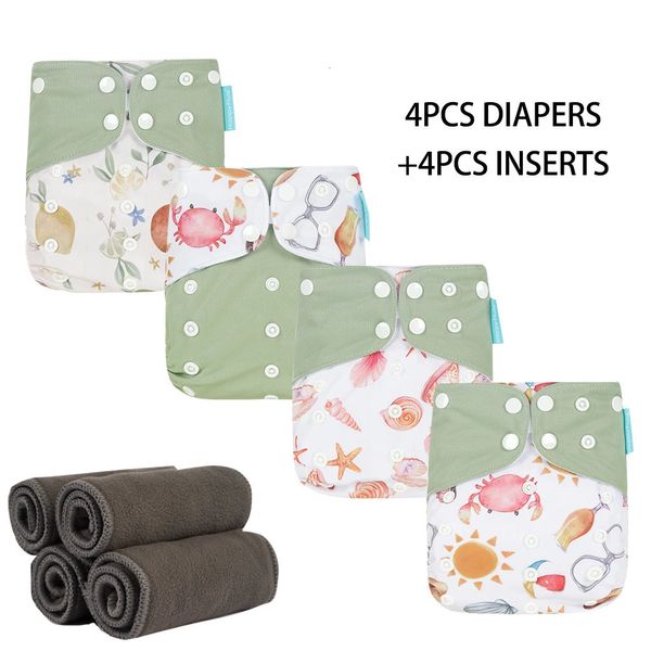 Couches lavables Couches adultes Couches HappyFlute Bébé Couches lavables écologiques Réglable Lavable Réutilisable et Garçons 4pcsDiaper4pcs Insert 231024