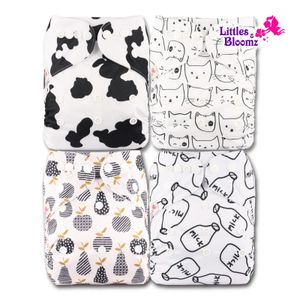 Katoenen luiers Luiers voor volwassenen Luiers Littles Bloomz 4 stks/set Baby One Size Herbruikbare stoffen NAPPY Cover Wrap Te gebruiken met platte of passende luierluier 231024