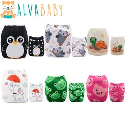 Doekluiers Alvababy 6 luiers 12 Inserts Baby one size verstelbare wasbare wasbare herbruikbare luier voor meisjes en jongens 221014