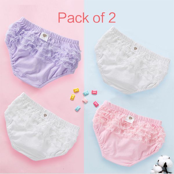 Couches en tissu Short en dentelle à volants en coton pour bébé fille Couverture de couche pour bébé Bloomers Sous-vêtement blanc solide Culotte rose Culotte à volants3-6 230404