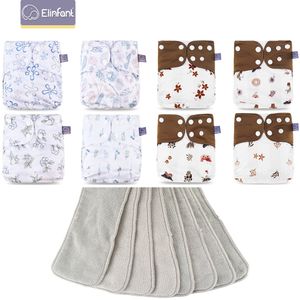 Couches en tissu Elinfant 8 pièces couches avec 8 pièces absorbants imperméables bébé pcoket couches gris maille bébé couches en tissu 230629