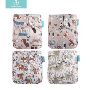 Couches Lavables Happyflute 4pcsSet Lavable Eco-Friendly Cloth Diaper Cover Réglable Nappy Couches Lavables Réutilisables Cloth Nappy fit 3-15kg Bébé 230223